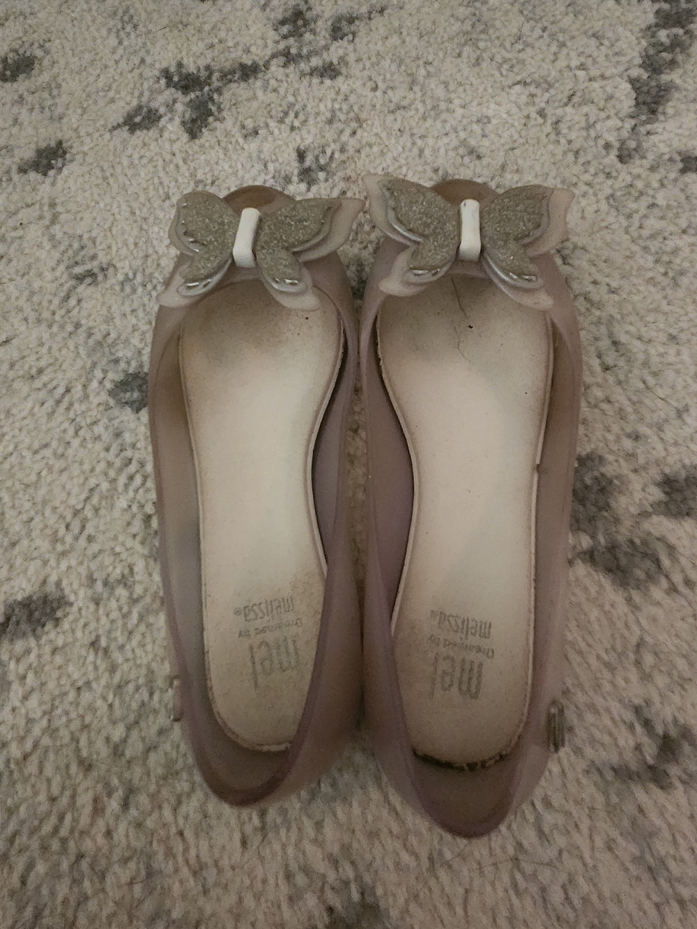Mel by Melissa Dusty Silver Butterfly Flat Shoes